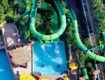 the water slides and pool in the adventure cove in sentosa island singapore
