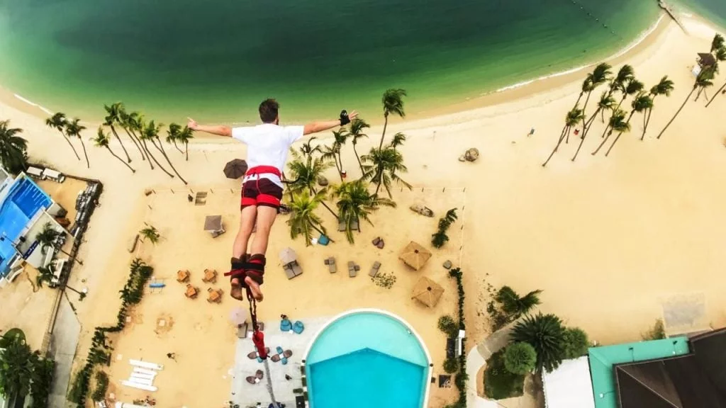 the bungee jumping sentosa ticket lets you jump 47m from the top of the aj hackett tower