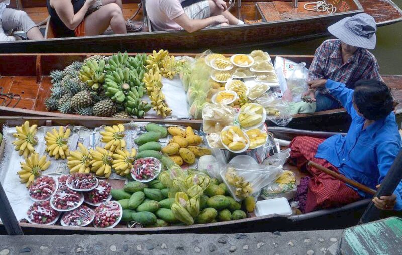 during your damnoen saduak floating market tour you'll get to see how the traditional market in bangkok operates