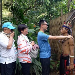 on your mari-mari cultural village tour, you'll experience the native greetings of the Sabah's aborigines like this