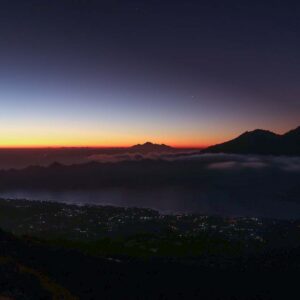 the view of mount batur in bali during a sunset tour
