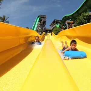 a dual racer slider at the waterbom bali theme park