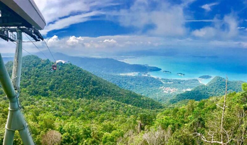 view of the sea from the skycan of langkawi cable car